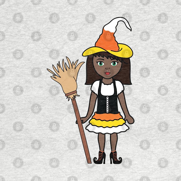 Candy Corn Witch Halloween Trick or Treat Sticker 3 by PLLDesigns